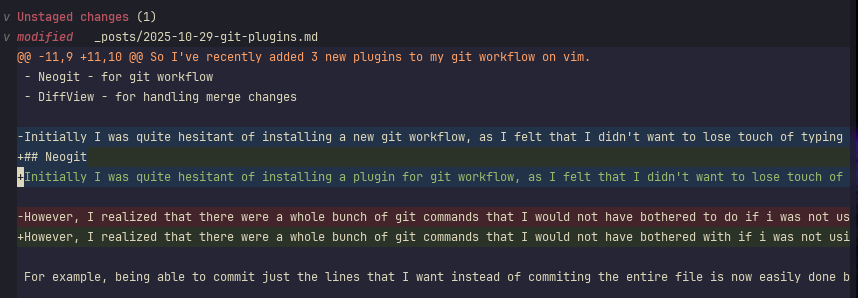 commiting to git by line
